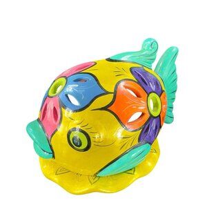 Vintage Mexico Pottery Fish Shape Fairy Light Tea Light Holder Votive Lithophane